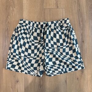 Negative Space Mens Warped Checkerboard Mesh Athletic Shorts Size XL Inseam 5"